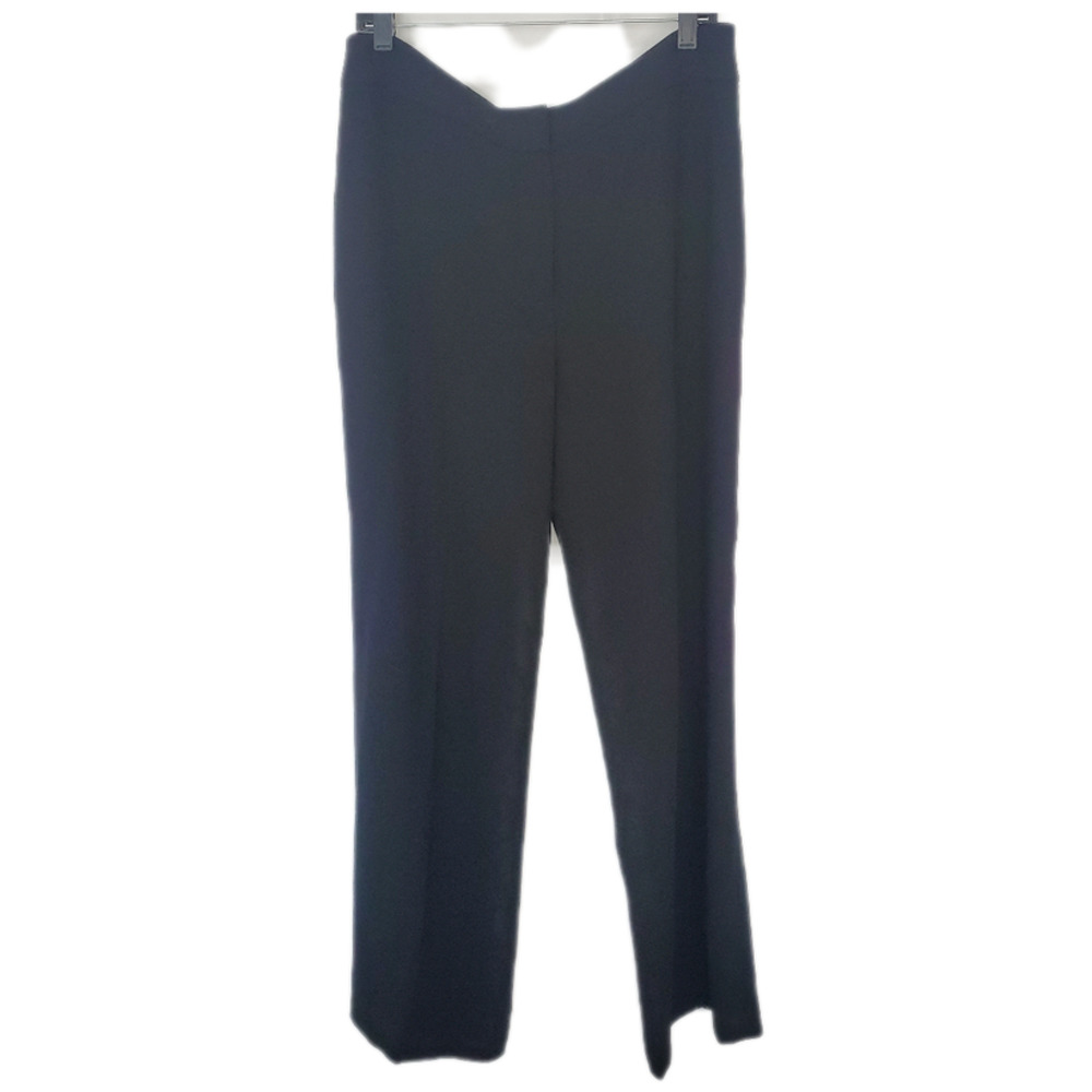 Black Wide-Leg Women's Pants - Sleek V-Waist Design